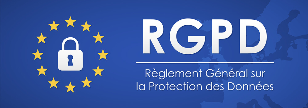 Bannière RGPD avec cadenas et étoiles européennes